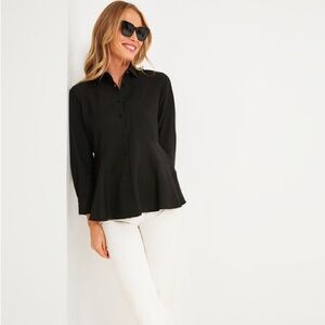 Tuckernuck Pomander Place Black Ashlen Long Sleeve Blouse Size XL